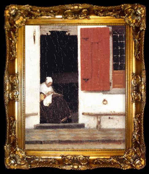 framed  VERMEER VAN DELFT, Jan The Little Street (detail) etr, ta009-2